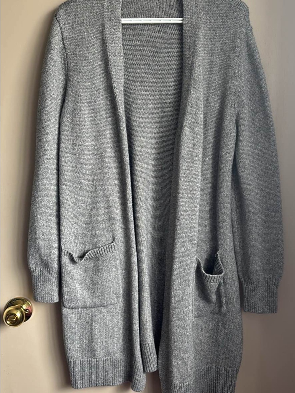 10 Trees-Cozy Open-Front Gray Knit Cardigan